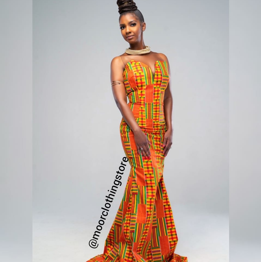Kente print long dress